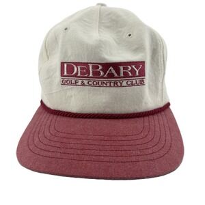 Texace DeBary Golf Country Club Hat Mens OSFA White Red Rope Leather Strapback‎